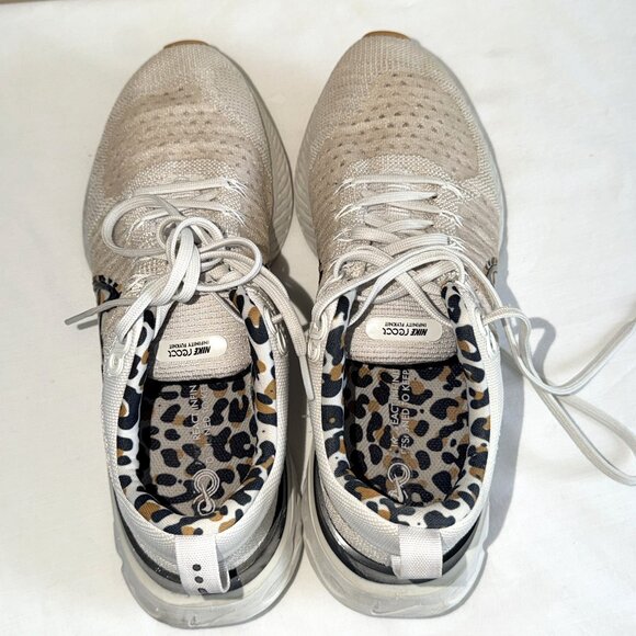 Nike React Infinity Run Flyknit 2 Womens Shoe White Leopard 10 - Picture 3 of 10